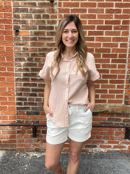 The Blush Blossom Button Down Top