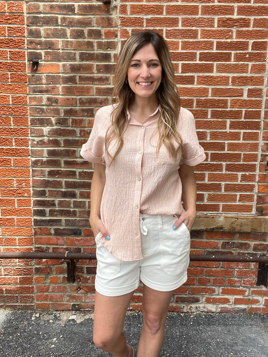 The Blush Blossom Button Down Top