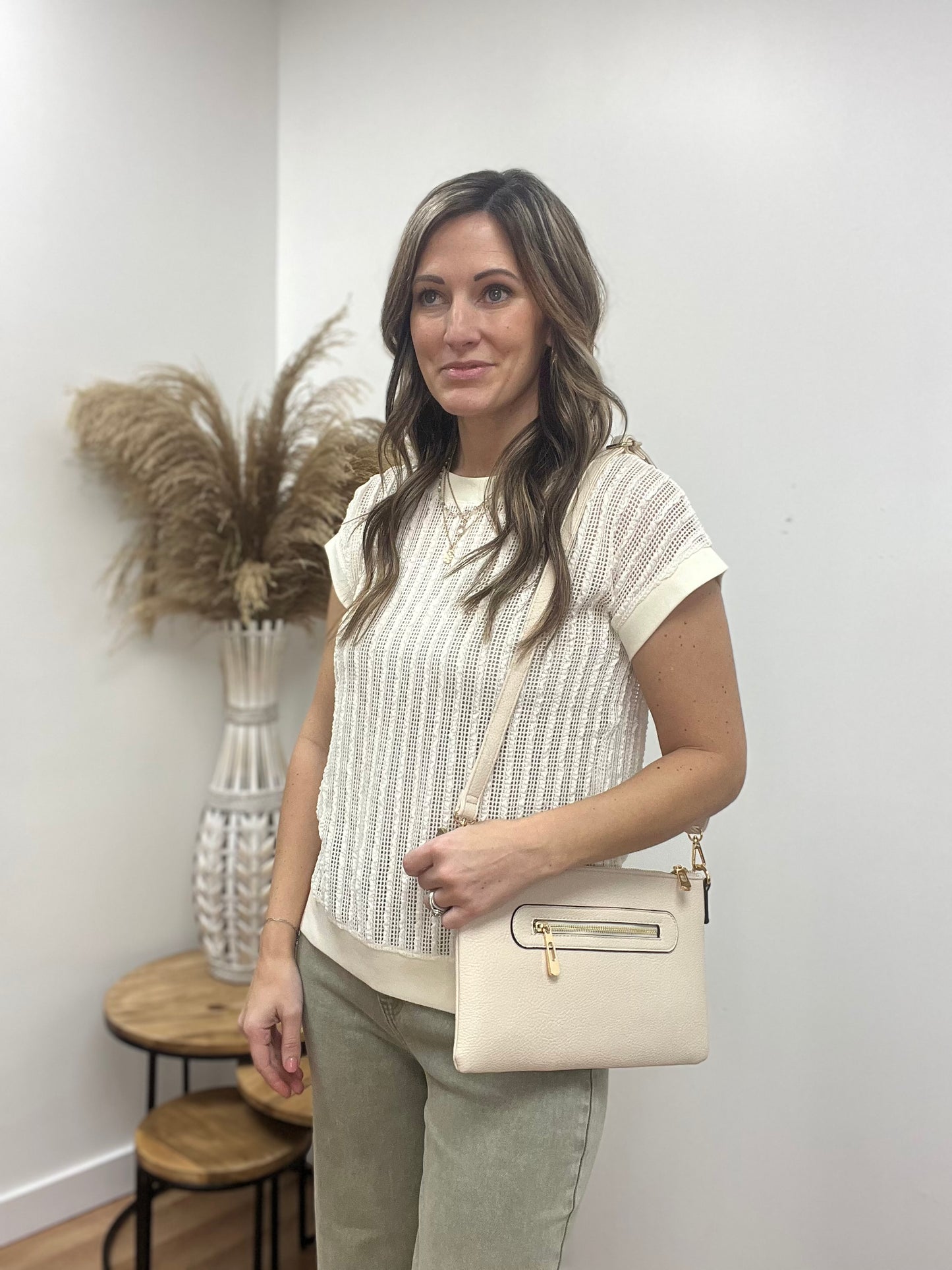 The Maisie Open Weaved Ivory Knit Top