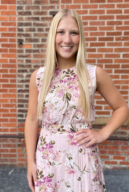 The Caden Sleeveless Floral Crop Top