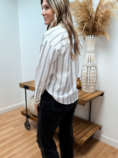 The Reva Striped Button Down Top