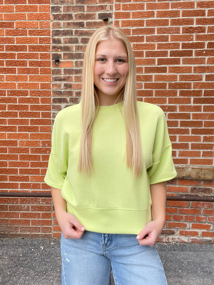 The Keylime Short Sleeve Double Knit Top