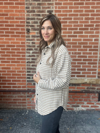 The Cristin Khaki Houndstooth Jacket