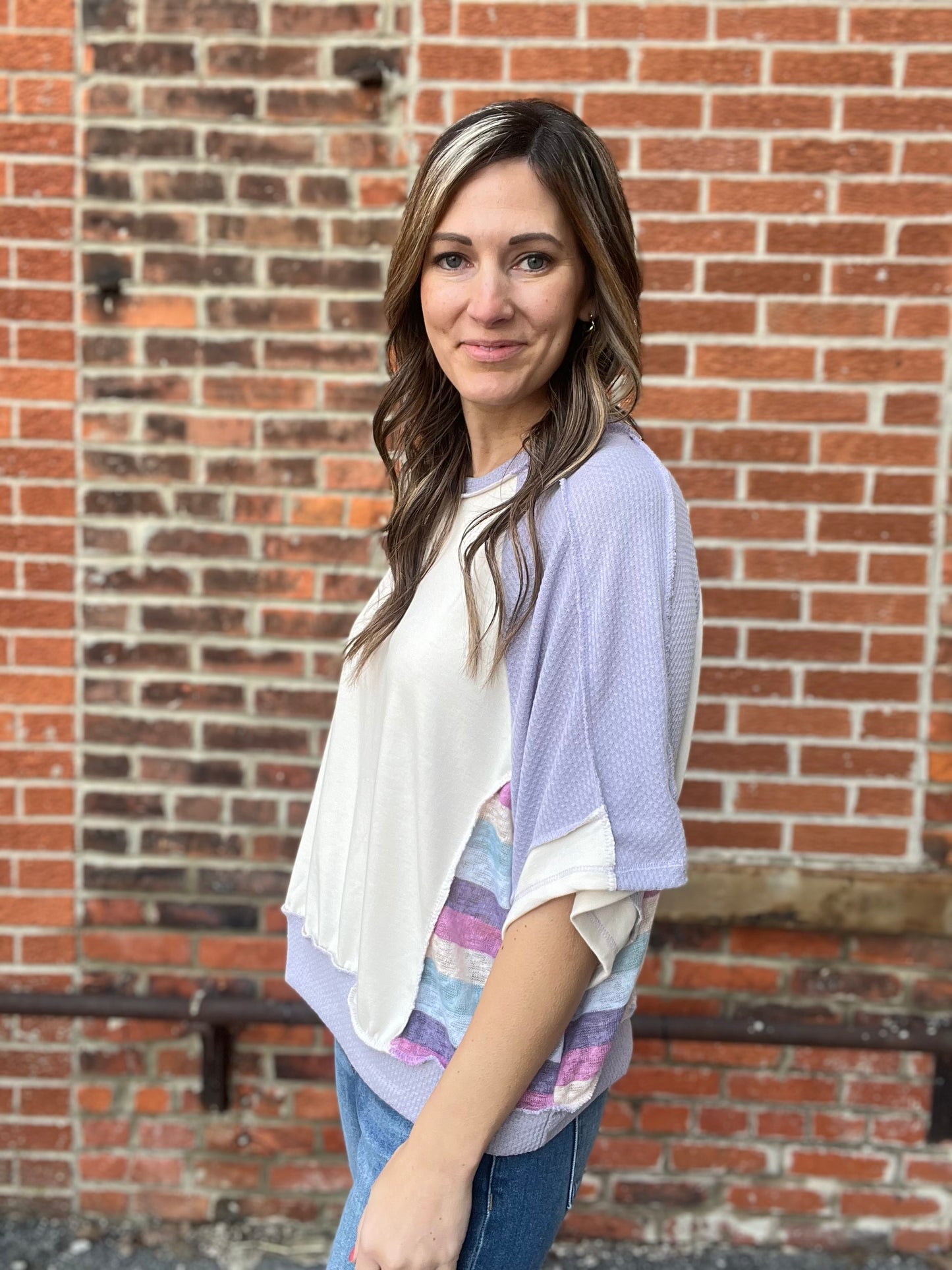 The Nyelle Short Sleeve Color Block Oversized Top