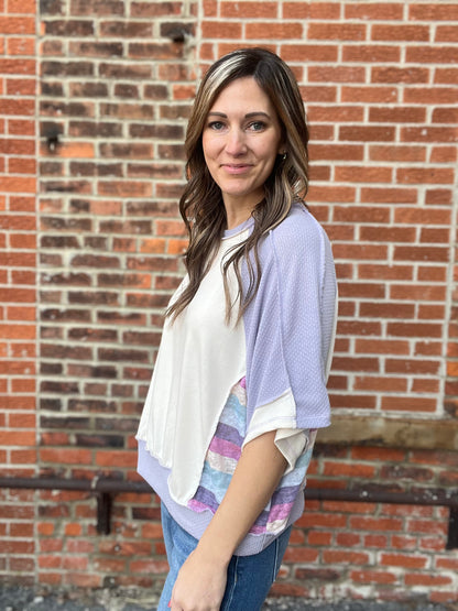 The Nyelle Short Sleeve Color Block Oversized Top