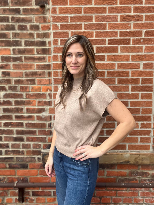 The Lydia Mock Neck Short Sleeve Top