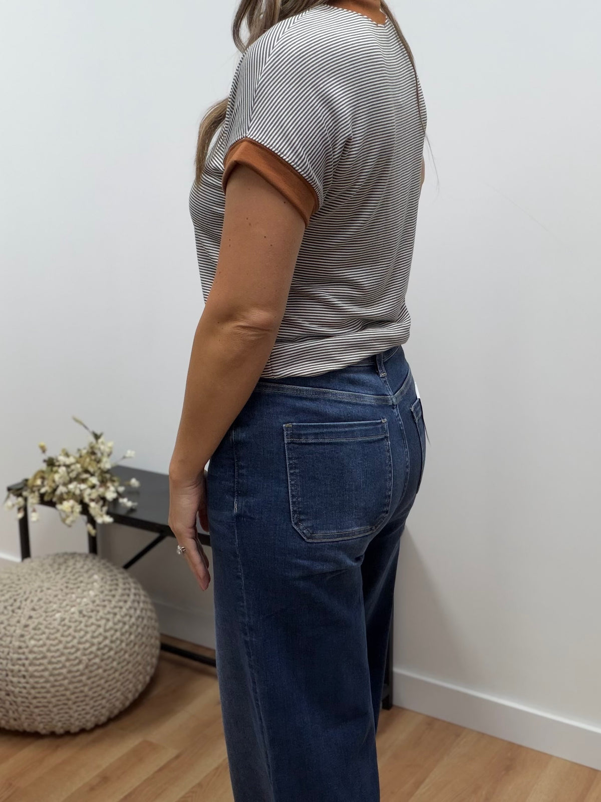 The Hudson High Rise Wide Leg Pintuck Jeans