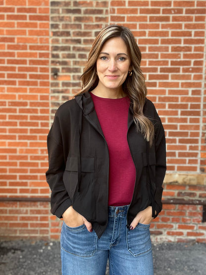 The Urban Front Pocket Black Zip Up