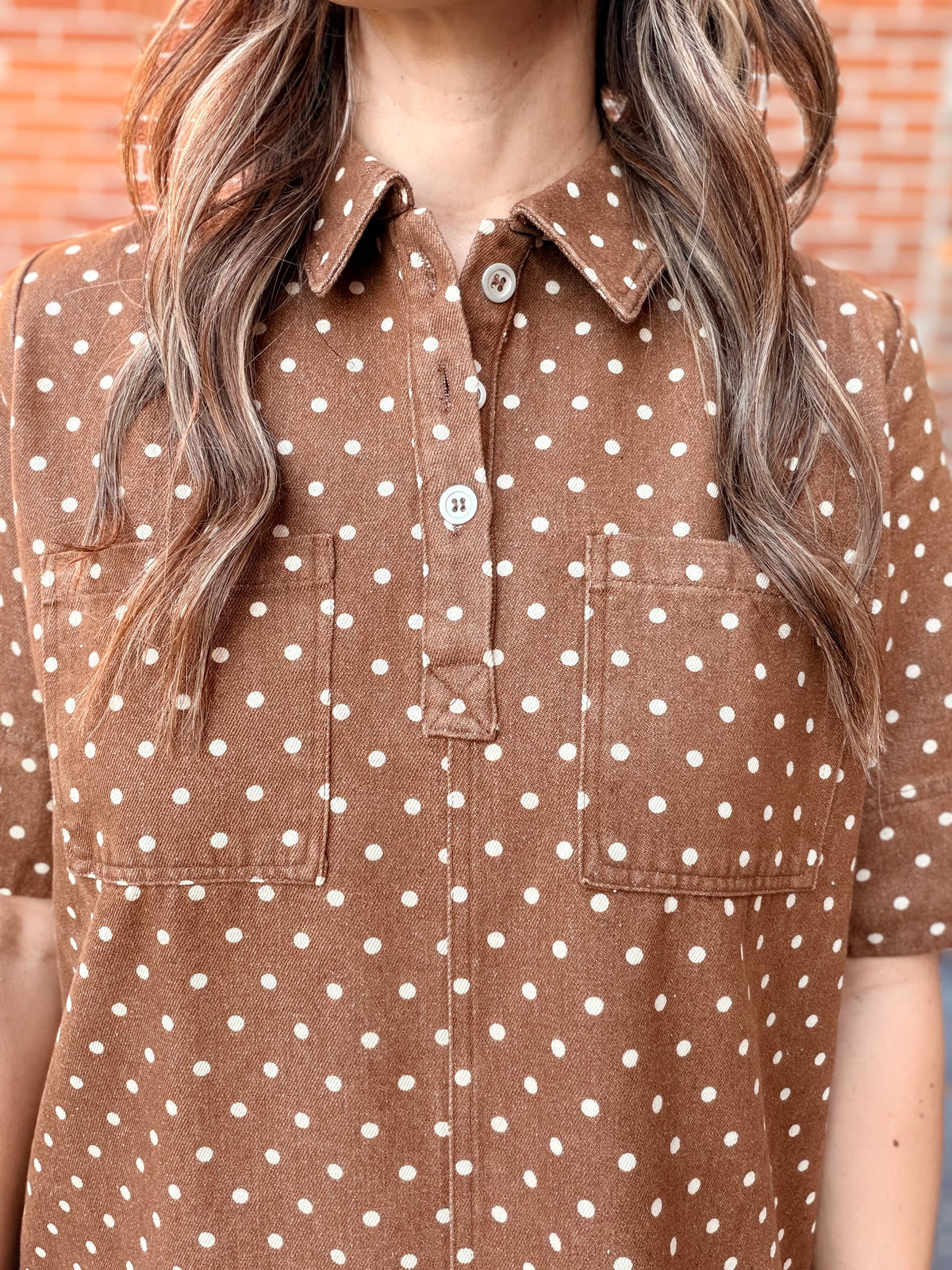 The Charming Polka Dot Denim Dress