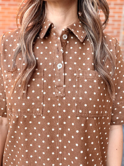 The Charming Polka Dot Denim Dress