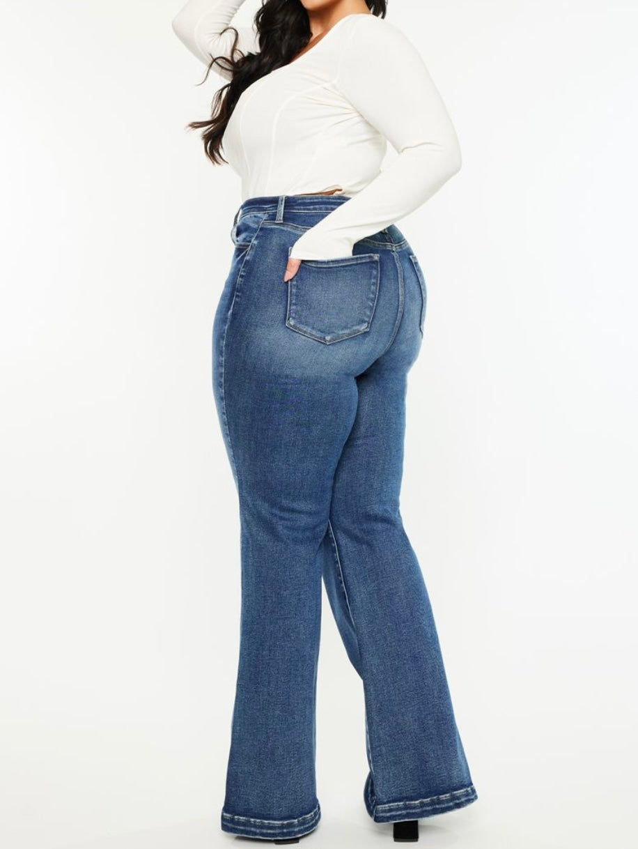 The Hazleigh Curvy KanCan High Rise Wide Leg Flare