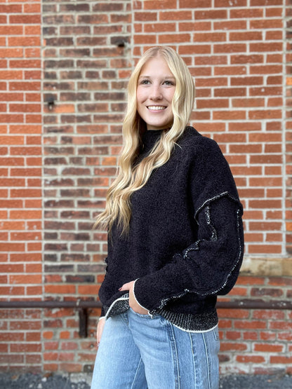 The Flora Chenille Oversized Sweater with Reverse Seams