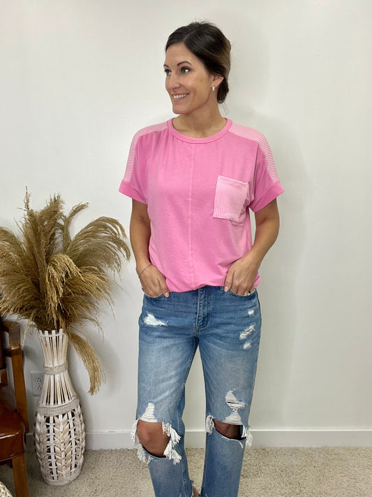 The Summer Fun Pink Textured Tee