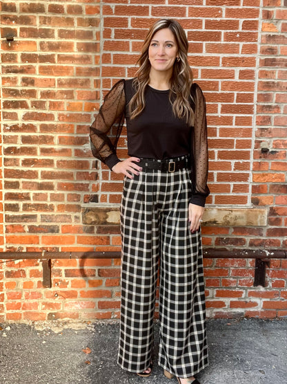 The Bauleigh Wide Leg Plaid Pants