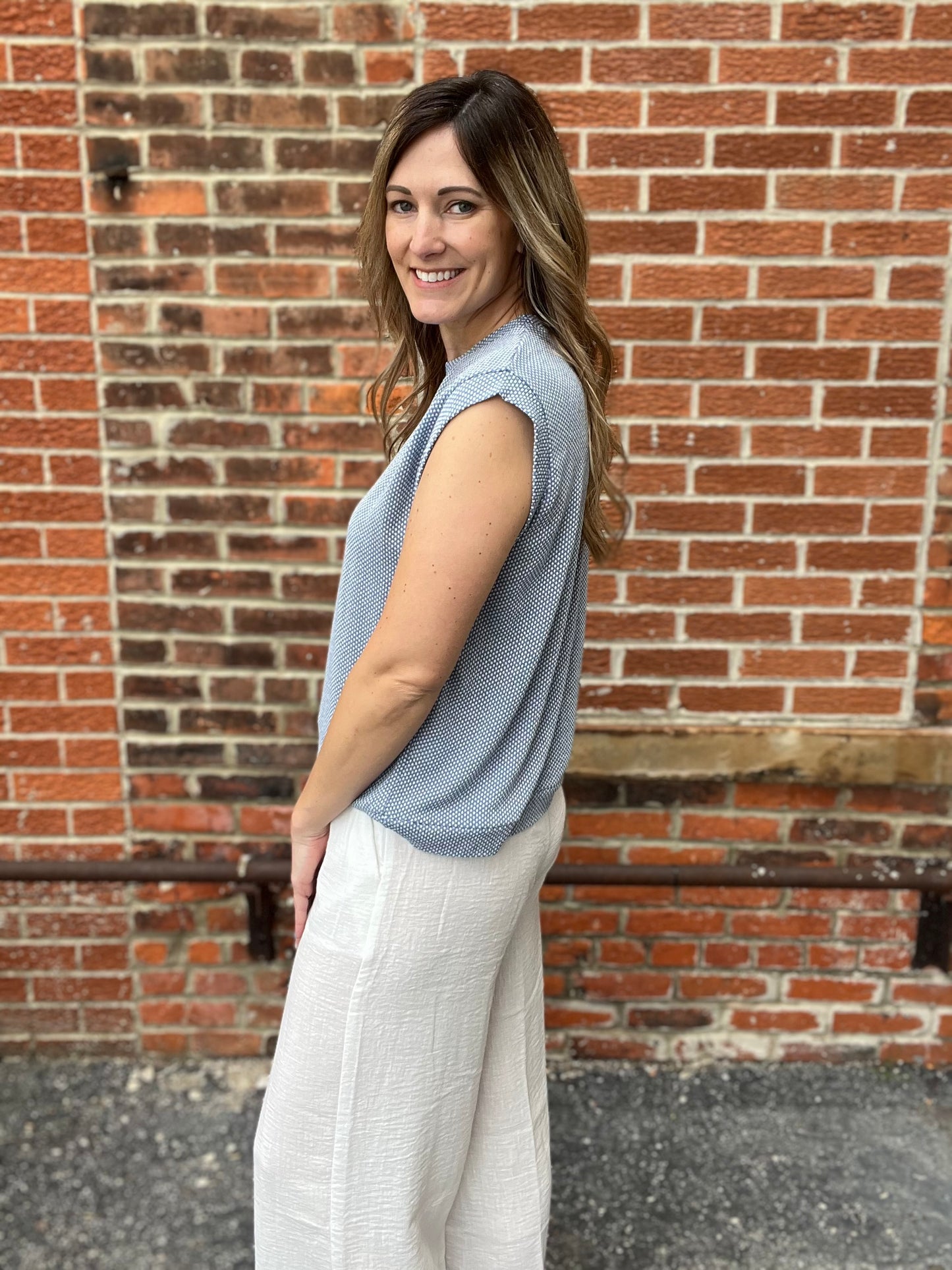 The Aree Two Toned Denim Top