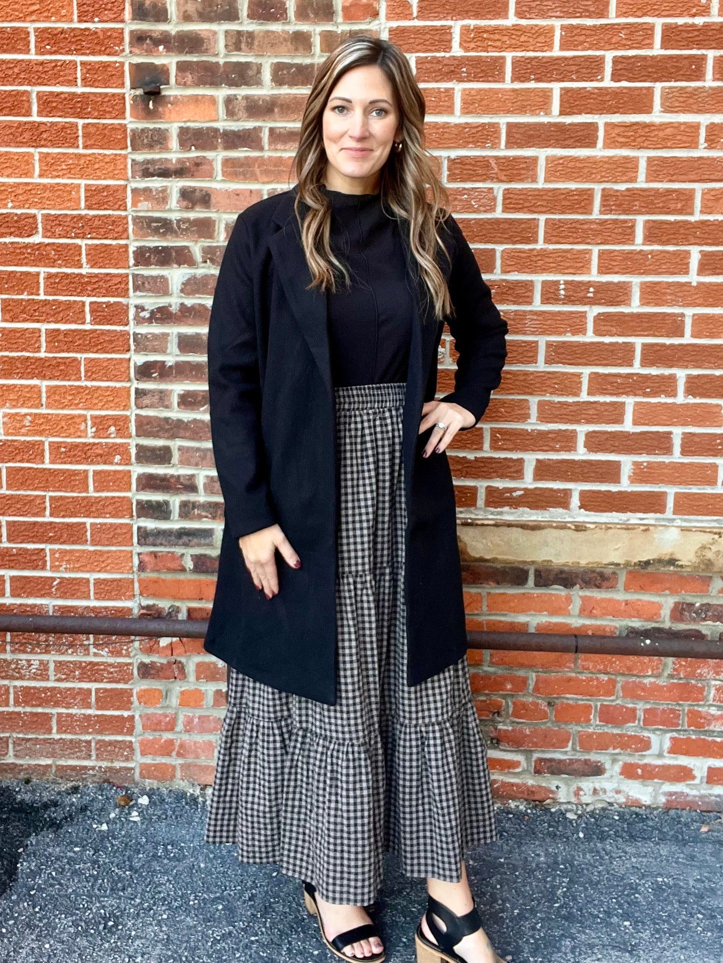 The Faylynn Black Long Felt Coat