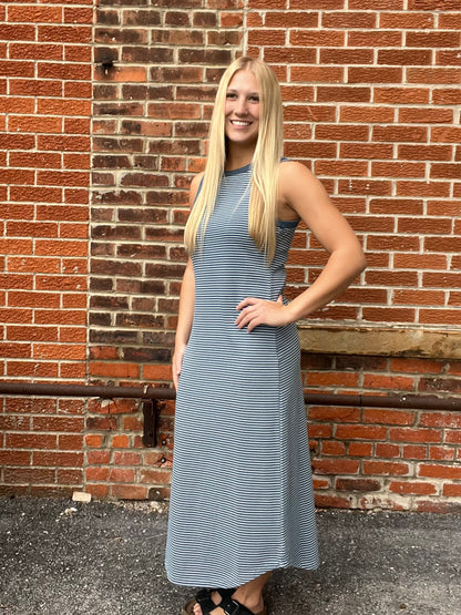 The Clara Striped Sleeveless Midi Dress