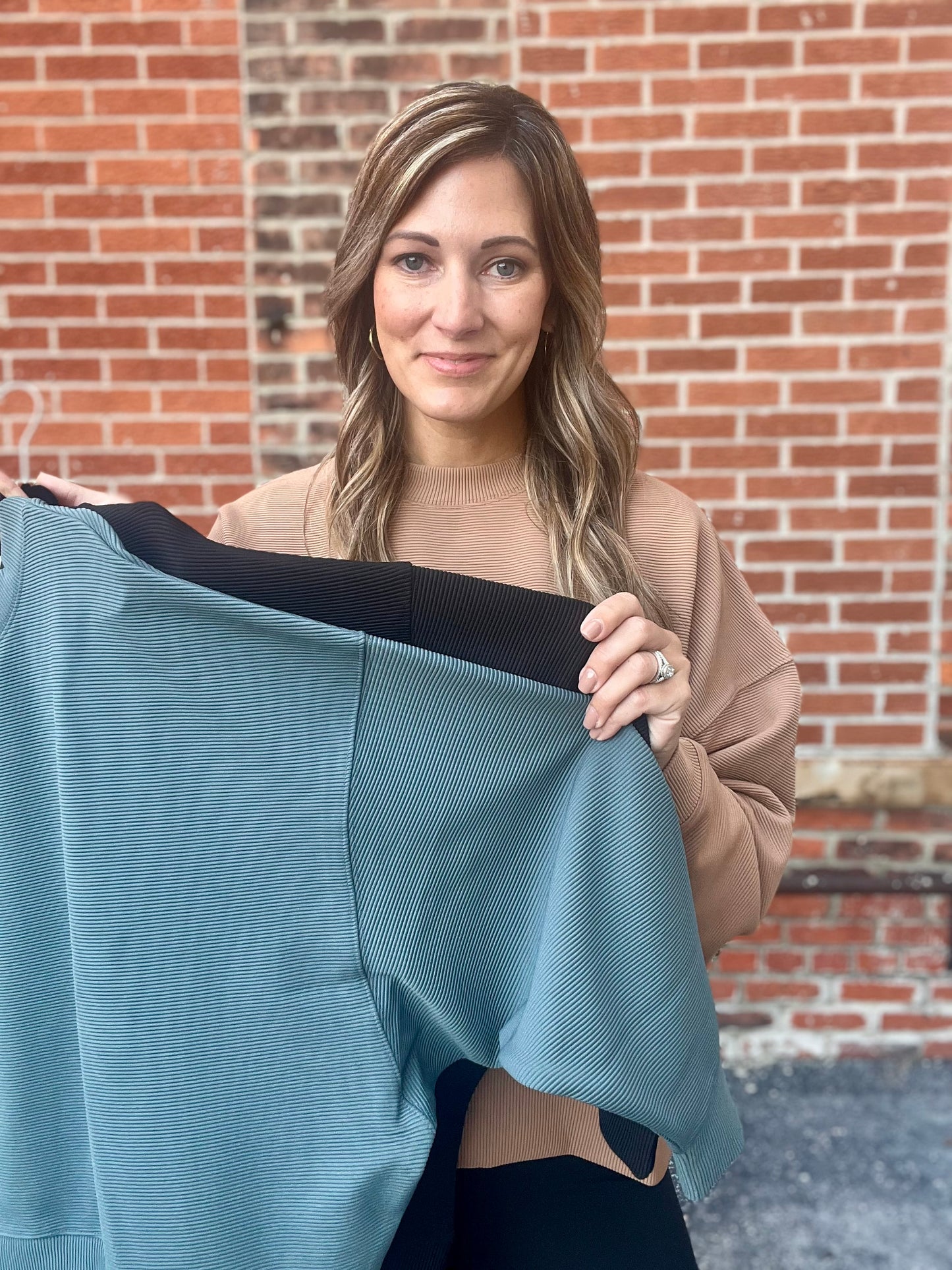 The Remi Ribbed Dolman Pullover Sweatshirt