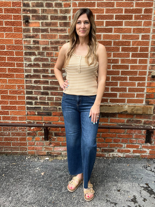 The Broyer Taupe Striped Tank
