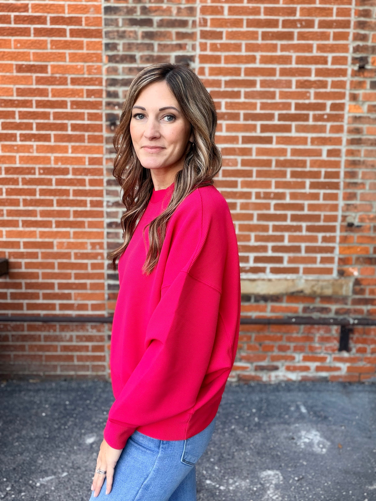 The Remi Ribbed Dolman Pullover Sweatshirt