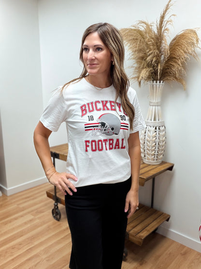 White Buckeye Football Tee