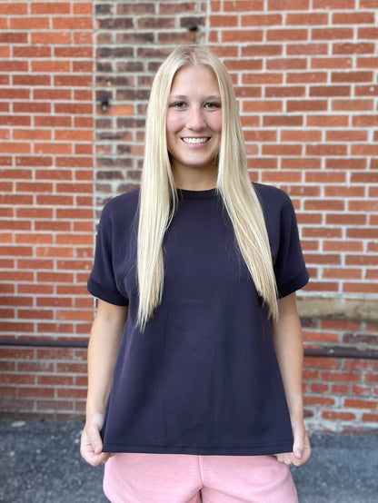 The Luxe Black Ribbed Lounge Tee