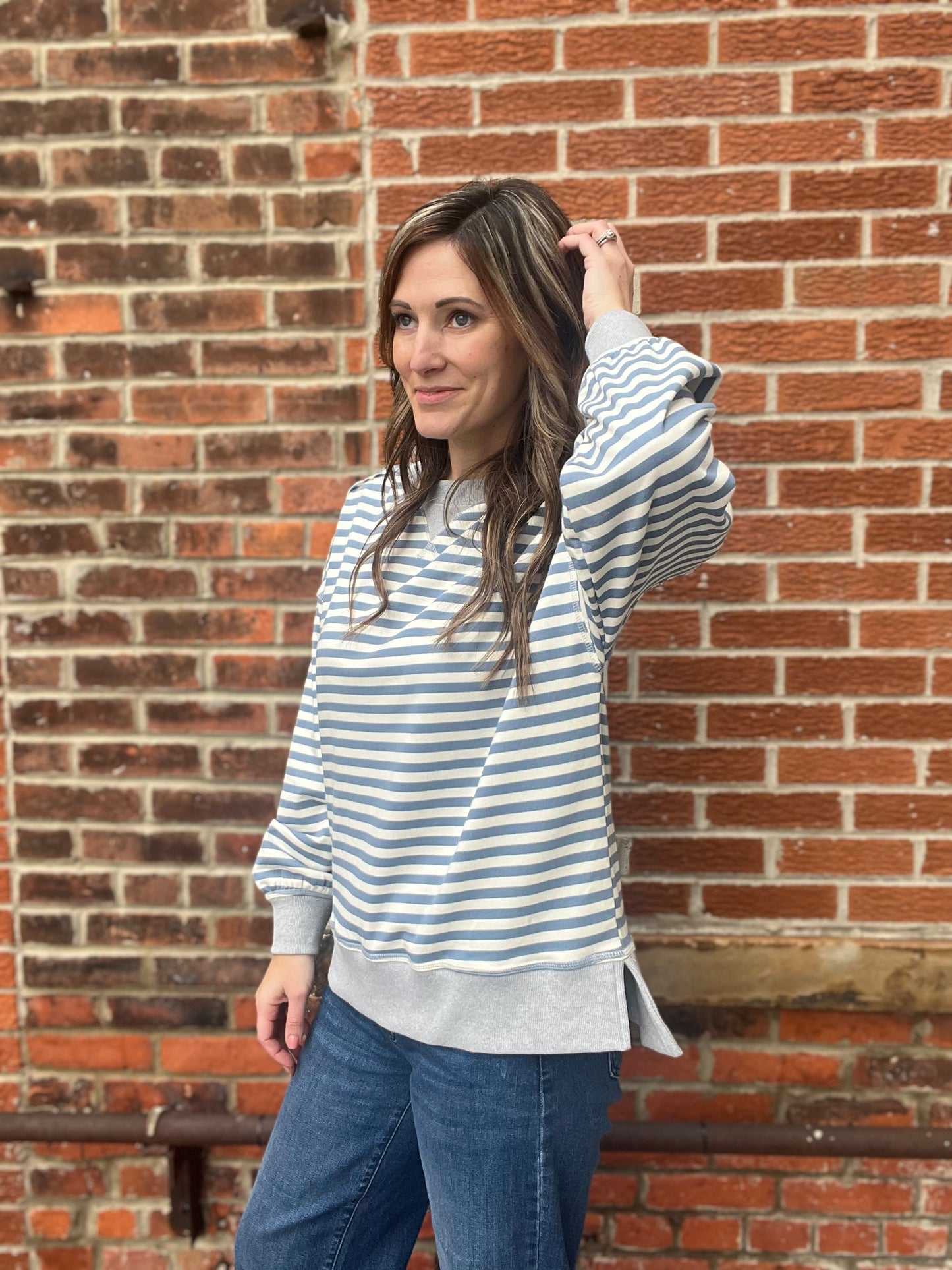 The Riley Striped Oversized Crewneck