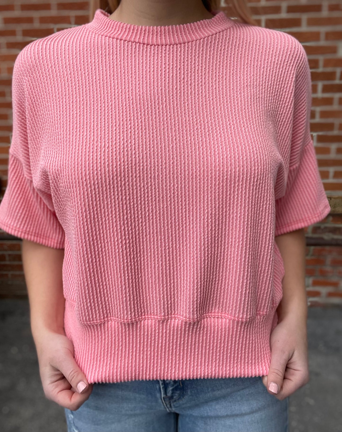 The Misti Wave Rib Short Sleeve Top