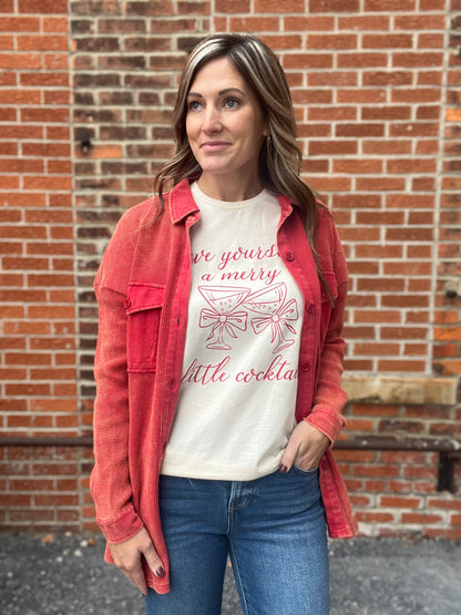 The Milo Thermal Mineral Wash Button Down Shacket