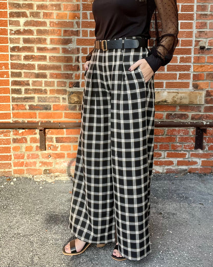 The Bauleigh Wide Leg Plaid Pants