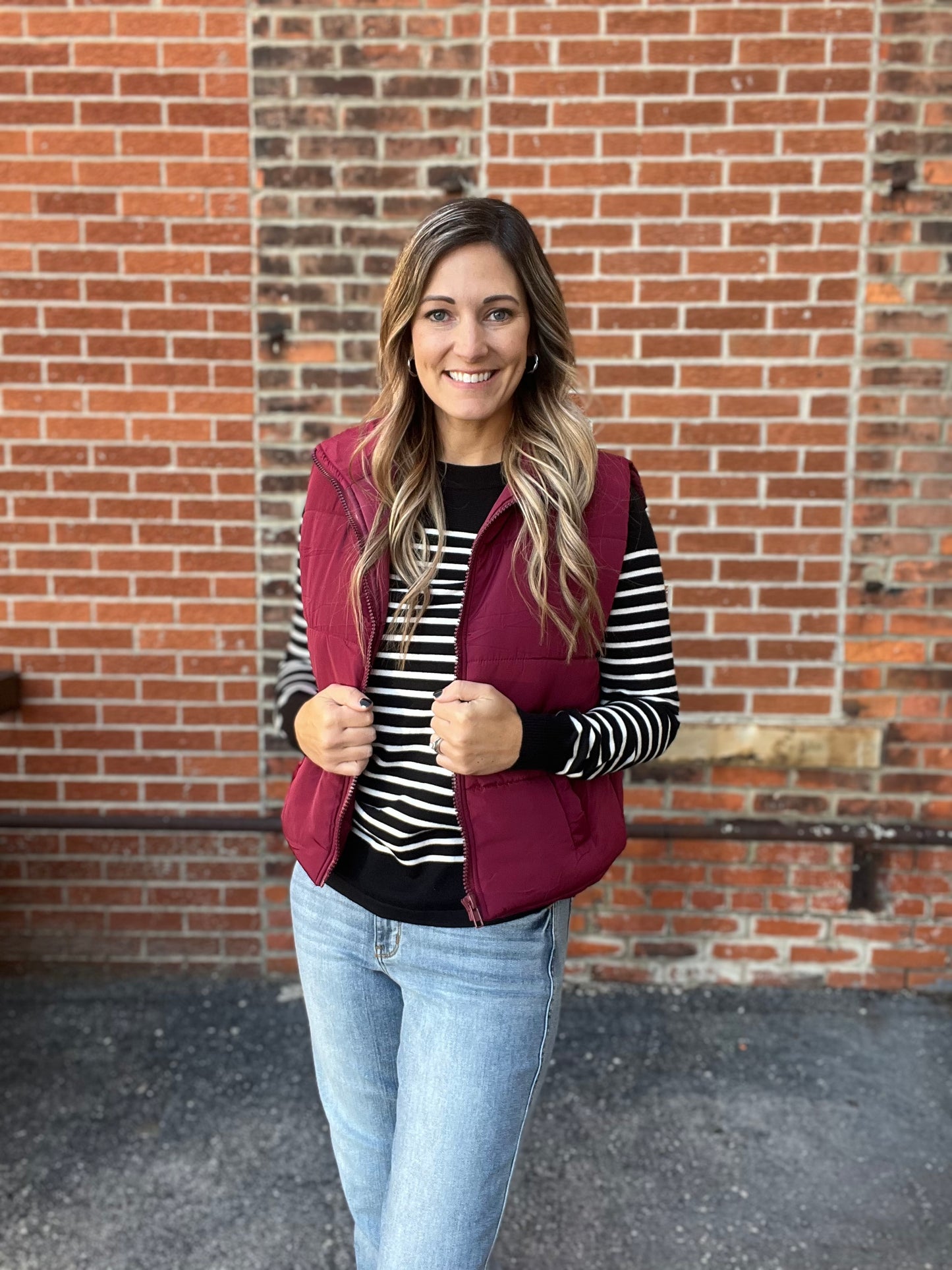 The Kadin Burgundy Puffer Vest