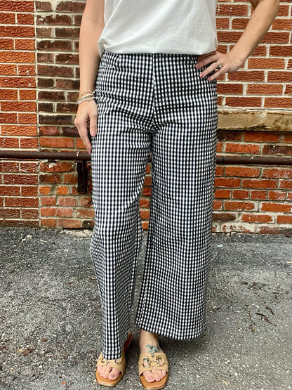 The Lenora Gingham Navy Pants