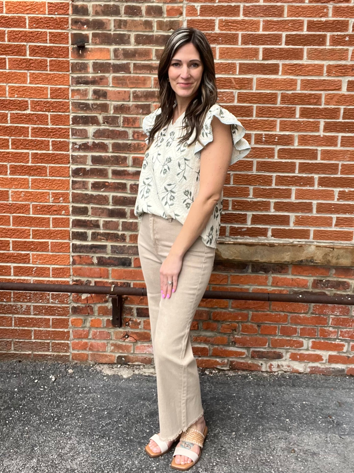 The June Sage Detailed Embroidery Top