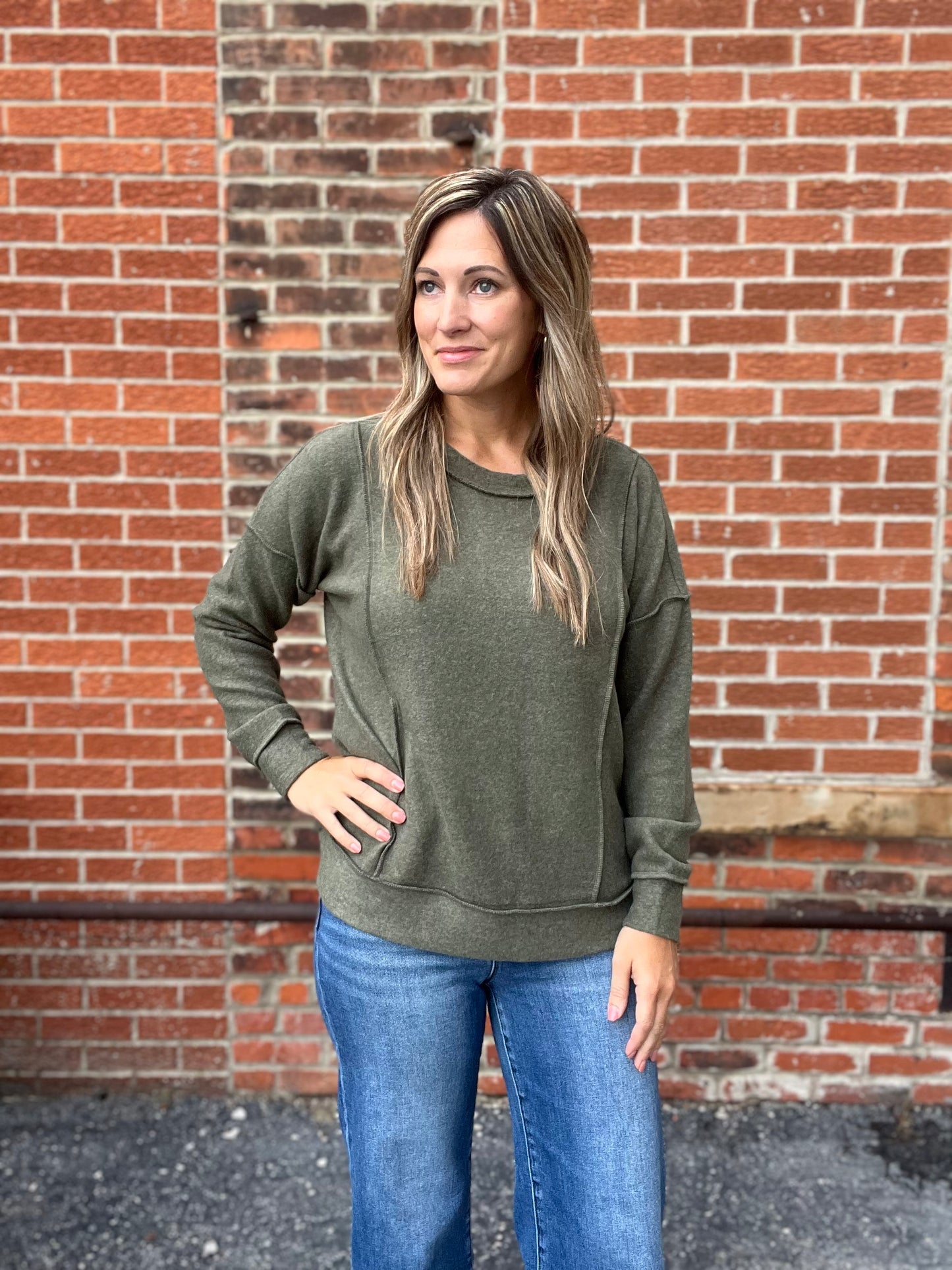 The Malia Brushed Hacci Long Sleeve Top