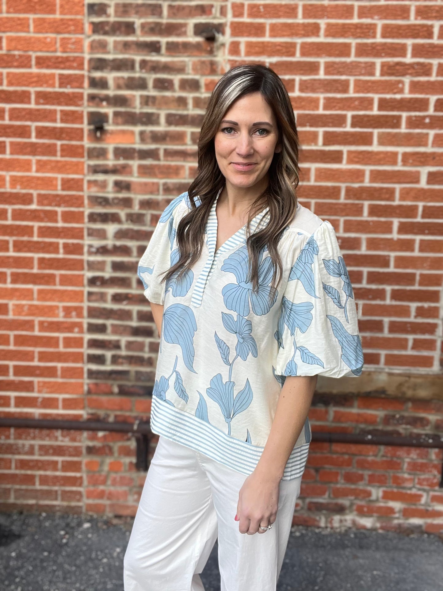 The Cilia Bubble Sleeve Floral Top