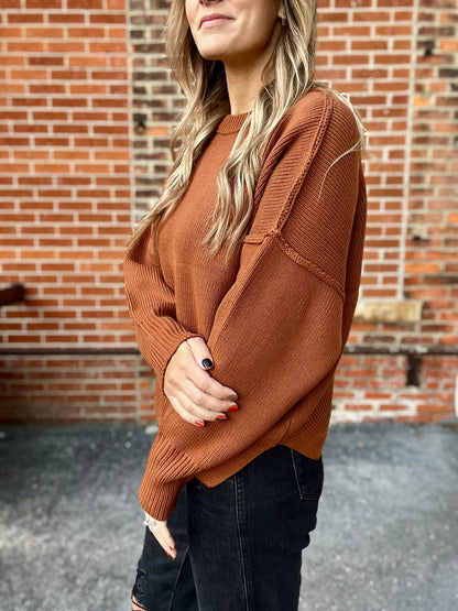 The Lennon Ribbed Rust Sweater