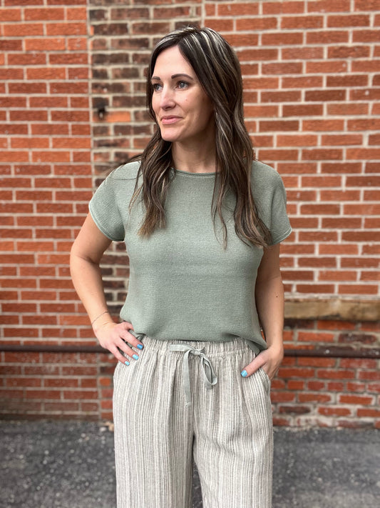 The Winslow Sage Green Knit Sweater Tee