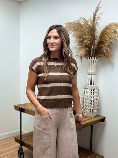 The Shay Striped Short Sleeve Sweater
