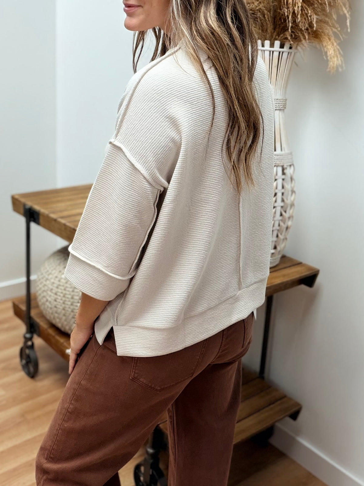 The Margot 3/4 Sleeve Textured Top