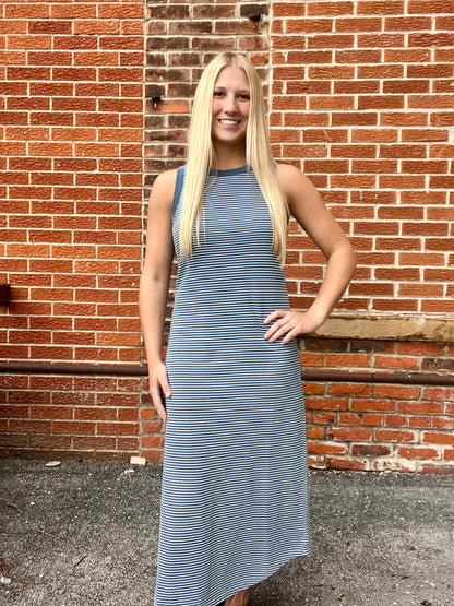 The Clara Striped Sleeveless Midi Dress