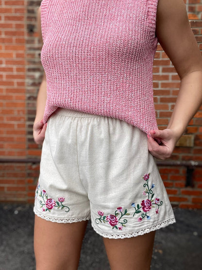 The Hazel High Waist Embroidered Shorts
