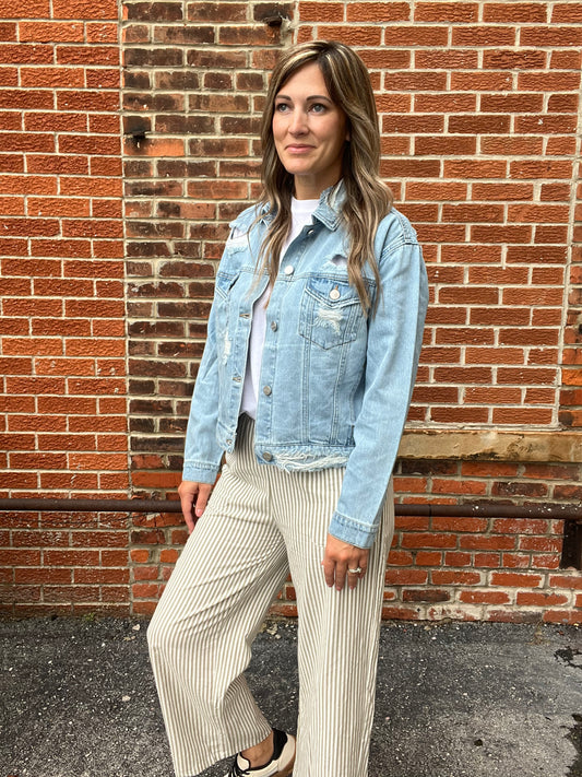 The Cayson Distressed Oversized Cropped Jacket