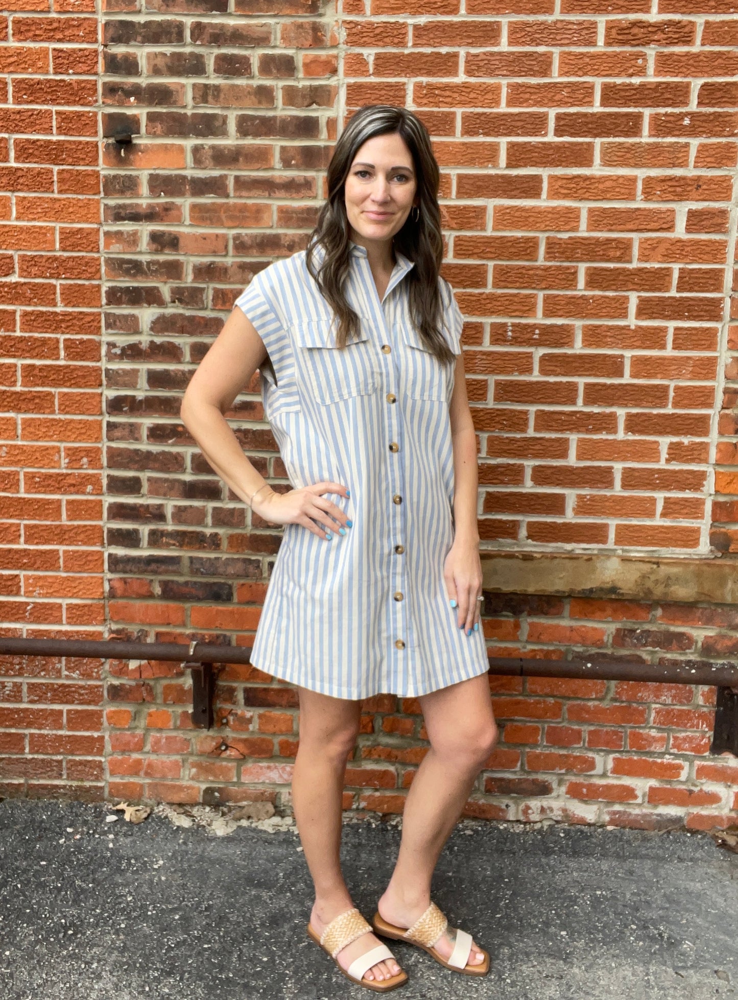 The Dealia Drop Sleeve Collared Button Down Mini Dress
