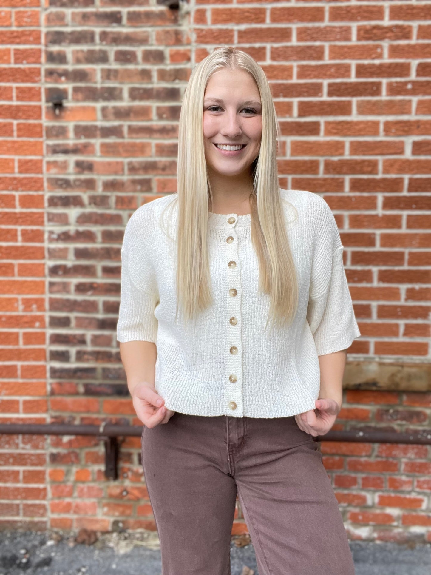 The Deacon Boxy Short Sleeve Button Down Cardigan