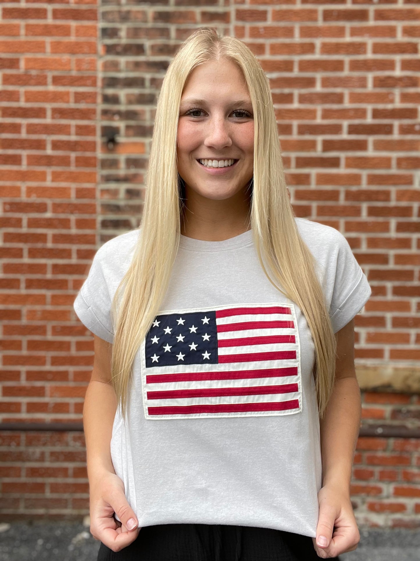 The Liberty Patchwork Short Sleeve Flag Top