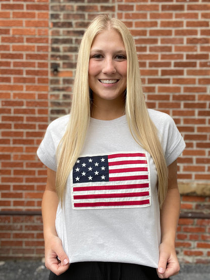 The Liberty Patchwork Short Sleeve Flag Top