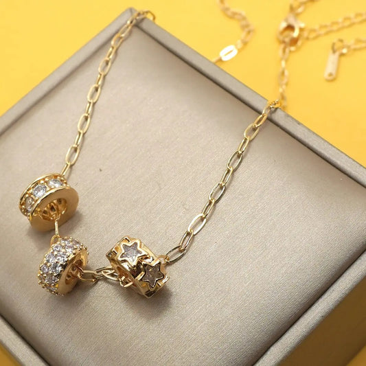 18k Stainless Steel Tarnish Free Barrel Necklace