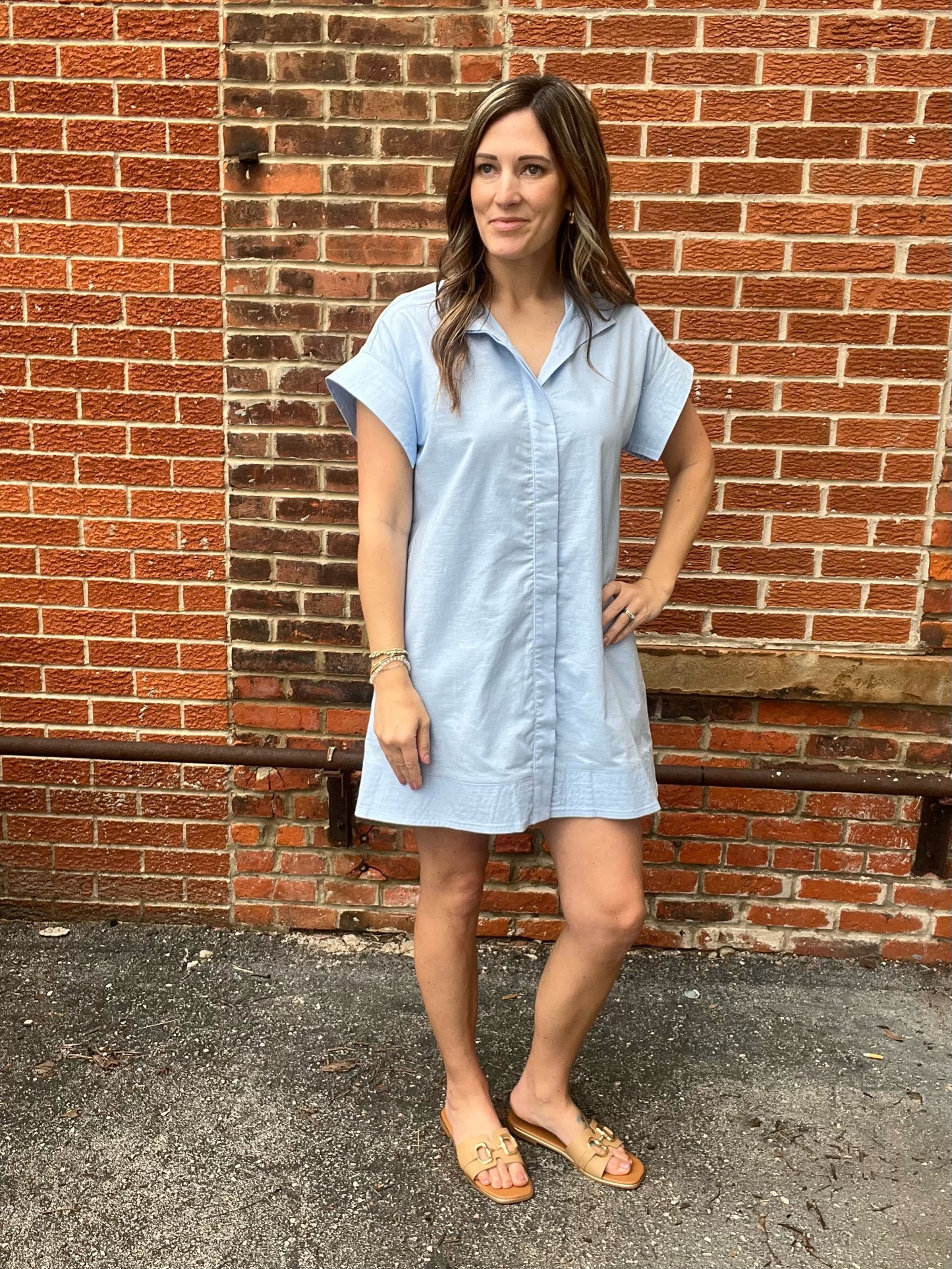 The Jovie Collared Mini Blue Dress