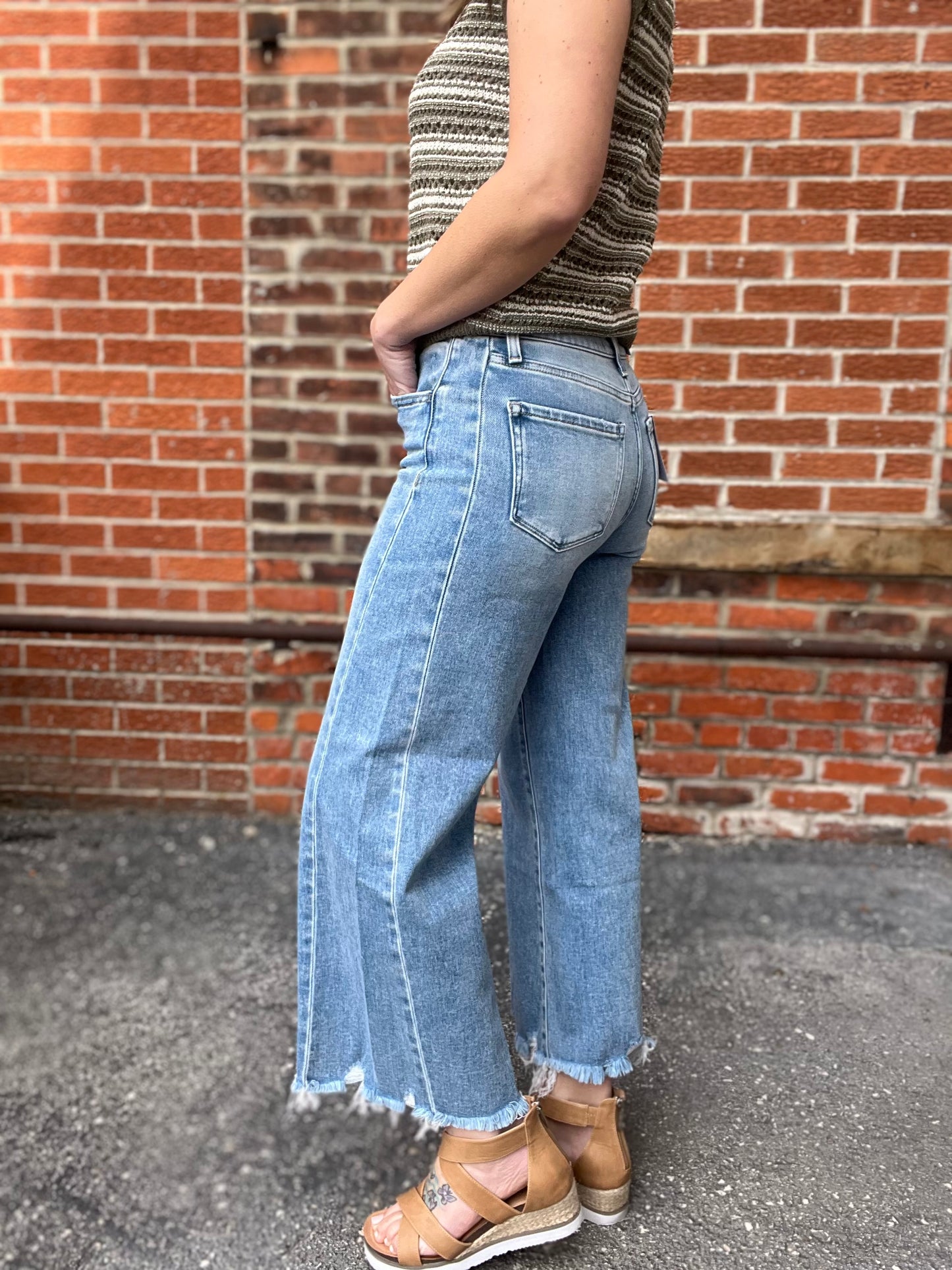 The Bailey Raw Hem Cropped Denim