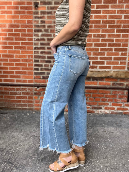 The Bailey Raw Hem Cropped Denim